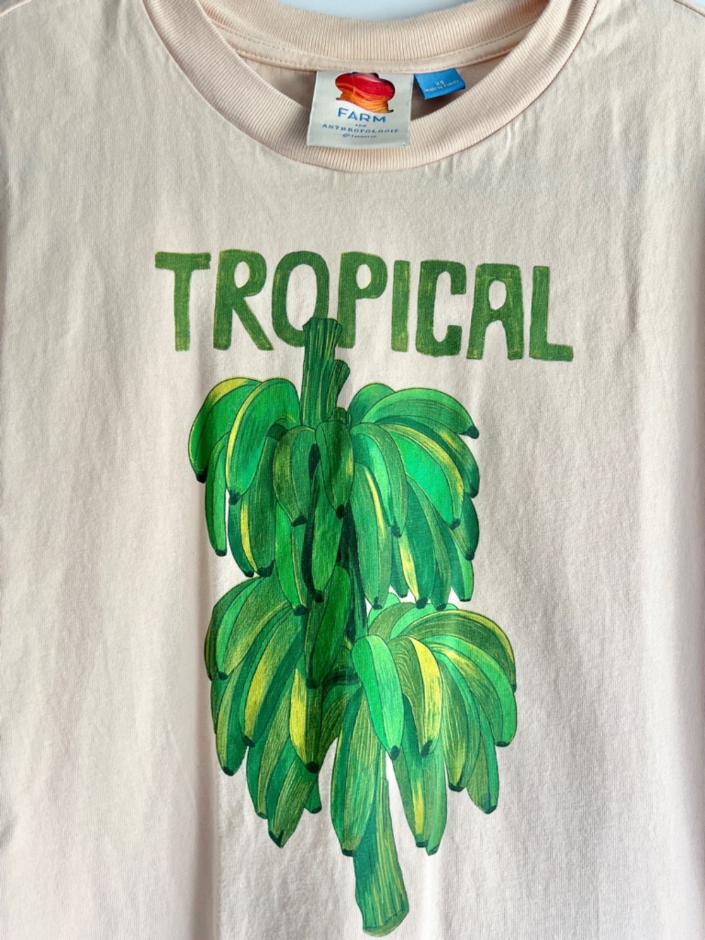 FARM Rio Peach Tropical Banana Fringe Swim Cover-Up T-Shirt Dress Size XS - Picture 8 of 11